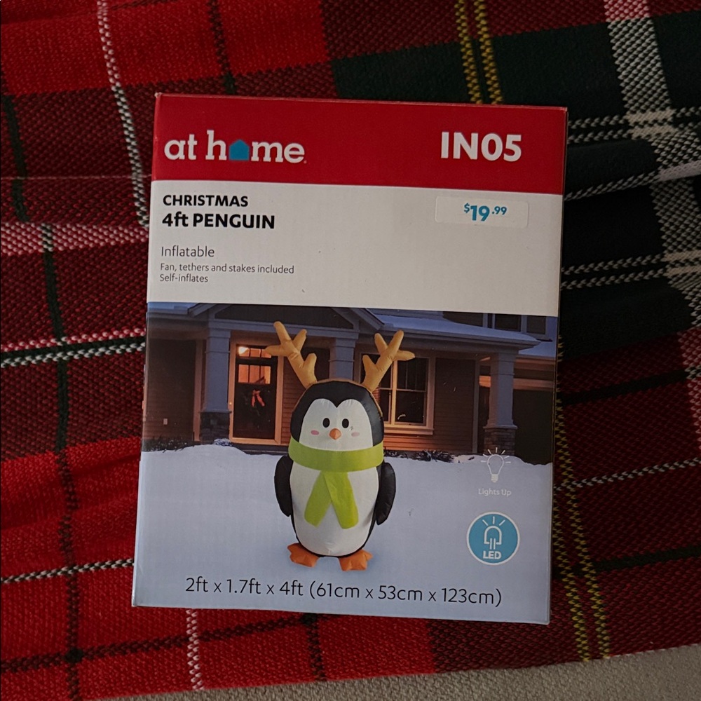 Inflatable Christmas Penguin with Antlers